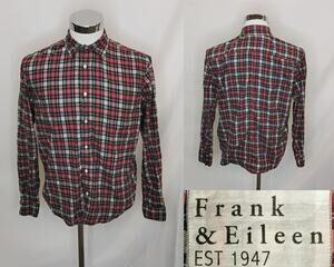 Frank & Eileen Paul Flannel Men's L Red Blue Plaid Button Up #J5797